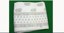 White Cotton Quilt Handblock print Jaipur Razai Soft Bedspread Sofa Throw