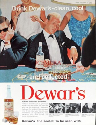 DEWAR'S Scotch Whisky Vintage ADVERT Roulette - Original 1964 Print : 626/D