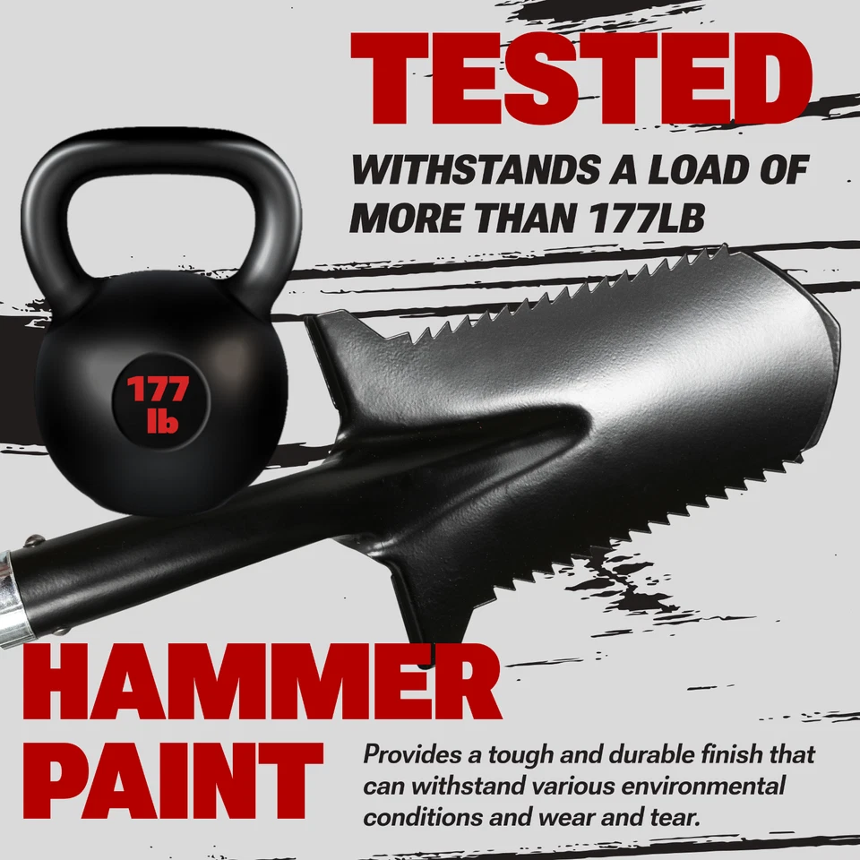 Pá de detecção de metal carbono CKG ferramenta de escavação com lâmina serrilhada dupla preta - Imagem 3 de 4