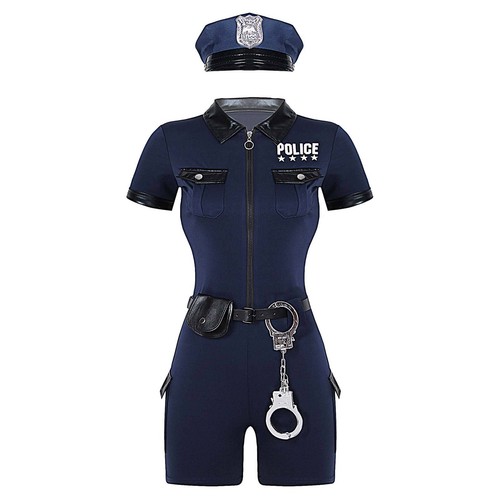 Costume poliziotto donna sexy cosplay uniforme abiti gioco di ruolo clubwear - Foto 14 di 21