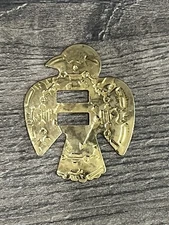Vintage T-Bird Concho Southwest Western Cowboy Slotted Thunderbird Eagle Gold