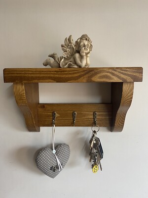 Key Rack+Shelf Floating Rustic Handmade Wooden Key Holder