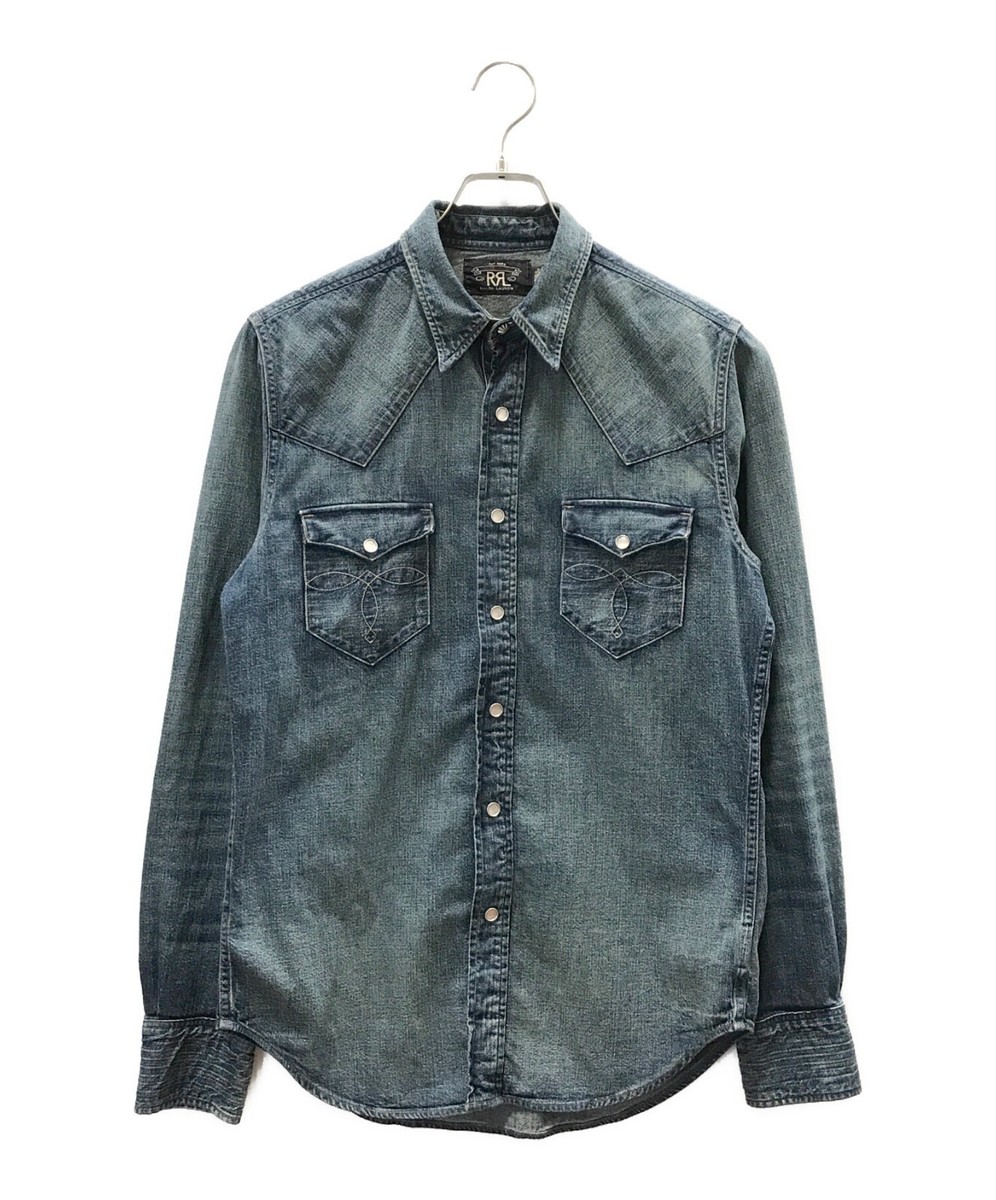 RRL RALPH LAUREN men's denim western shirt size S indigo RRL RALPH LAUREN men's denim western shirt size S indigo