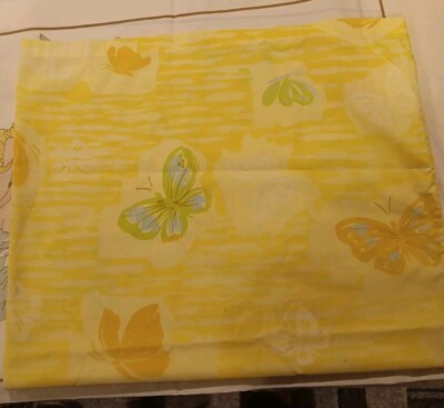 Vintage Pillowcase Double Cotton No Iron Yellow Butterflies Summer Cottage