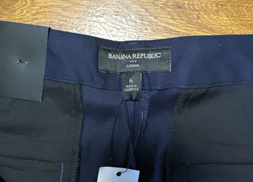 Banana Republic Logan Cotton Blend Pants Navy Blue Women Size 6 New With Tags - Picture 10 of 13