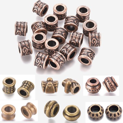 50 Pcs Antique Gold Alloy Large Hole Column Spacer Beads – 9x7mm For Bracelets & Necklaces