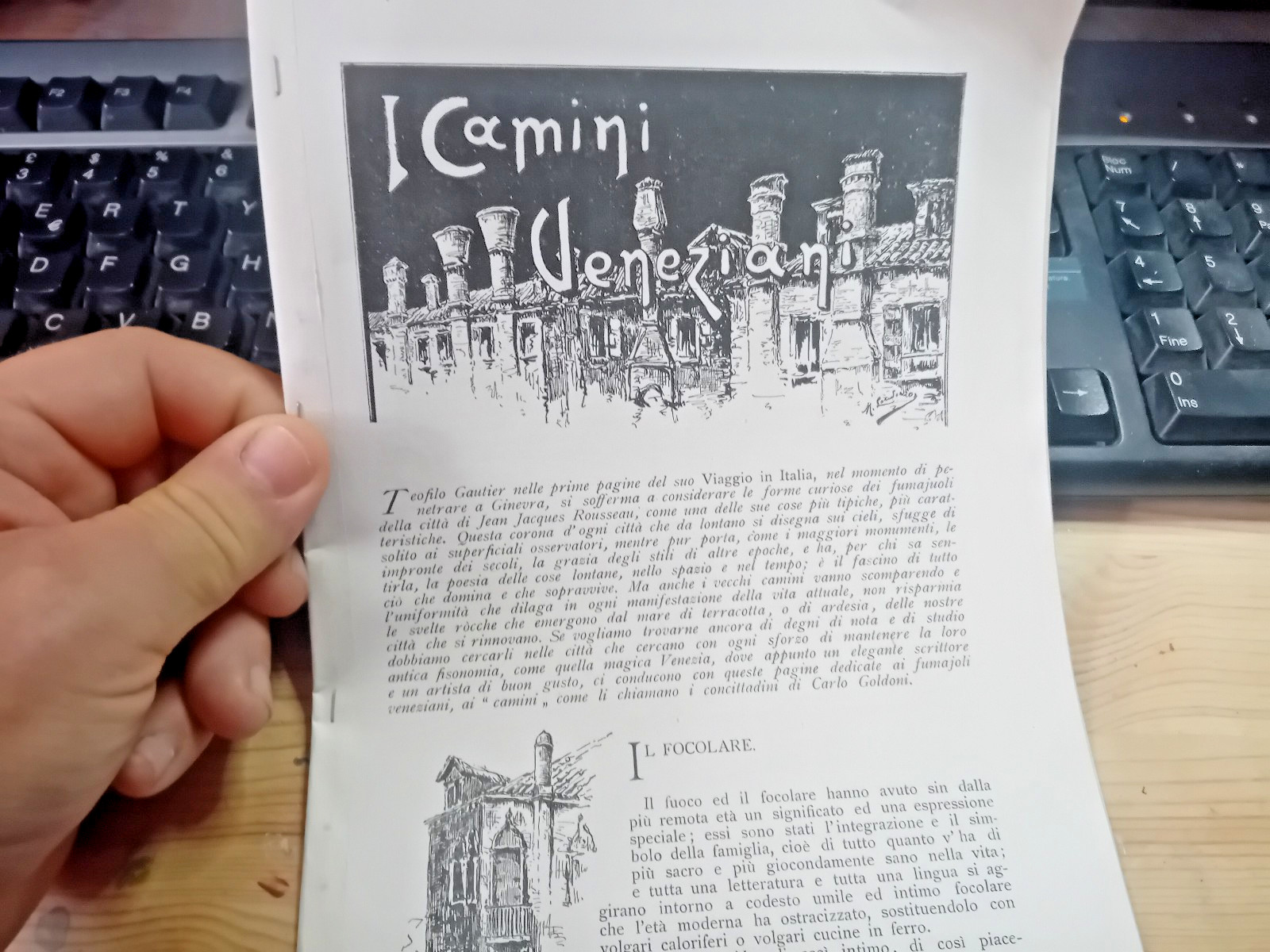 I CAMINI DI VENEZIA estratto da rivista originale del 1907 - A. De Carlo