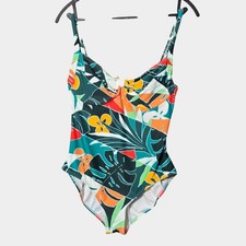 Vince Camuto One-Piece Tropical Floral Swimsuit 12 Hawaiian Beach Vacation NWT