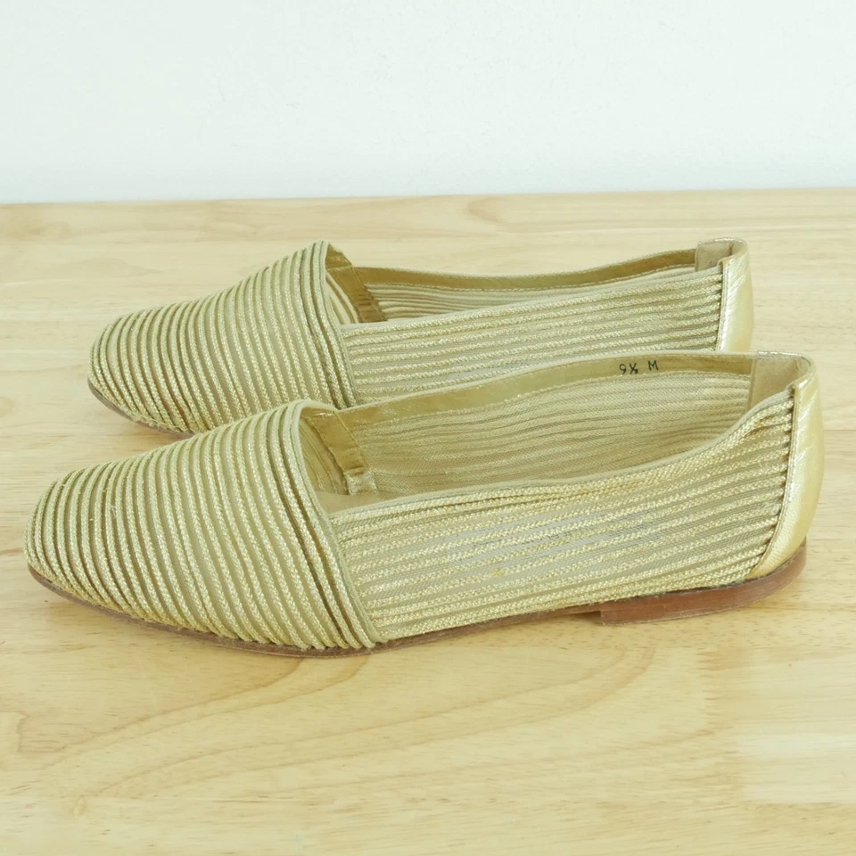 Andre Assous 9.5 Pisos Dorado Transparente Resort Salón Sin Cordones Tranquilo Lujo Ballet Glam Foto 4 de 4