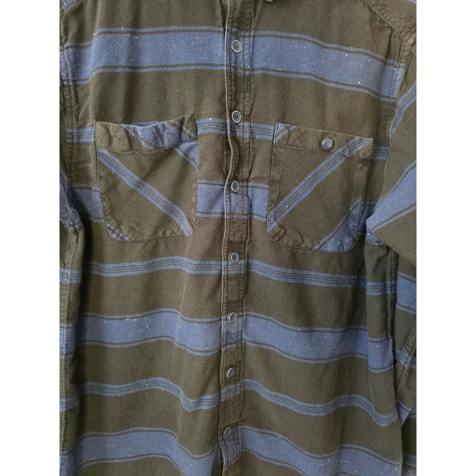 Рубашка KAVU фланелевая на пуговицах с длинным рукавом черная синяя с клапанами карманами для улицы размер XL - Изображение 2 из 4