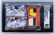 2025 Topps Christian Yelich Jackson Chourio Dual Patch Auto Orange /25 SGC 8