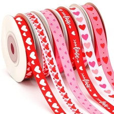 Valentine Ribbon 6 Rolls Valentines Day Ribbon, Valentine's Day Valentine Heart