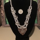 Jewelry Coin Silver (.900) & Genuine ABALONE SHELL Squash Blossom Necklace — photo 6