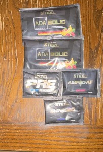 Steel Supplements Sample Packets Powder Lot PRE Amino Pump Strawberry Banana