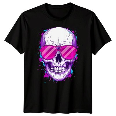 Totenkopf Sonnenbrille Retro Grafik T-Shirt Herren Damen Unisex Mode Shirt