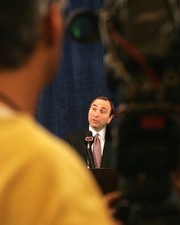 Gary Bettman Commissioner NHL addresses the media following - Ice Hockey Photo 2