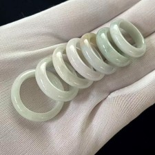 Natural Burmese Jade Jadeite Band Rings, Width about 6mm, Size 7-10
