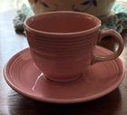 Fiesta Ware Homer Laughlin Rose Pink Ceramic Coffee Tea Cup And Saucer