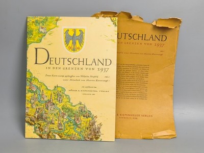 Vintage Deutsche Bildkarte Deutschland 1937 Grenzen Müller & Kiepenheuer
