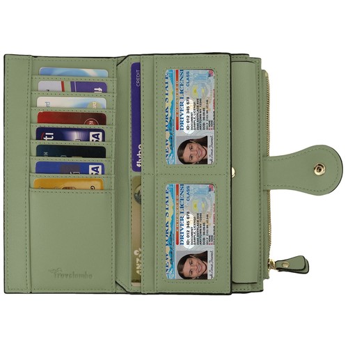 Wallets Women RFID Large Capacity Luxury Waxed Leather Clutch Wallet Multi Ca... - Picture 3 of 8