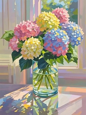 Hydrangea Diamond Art Kit 5D DIY Full Drill Flower Wall Decor 12x16 In