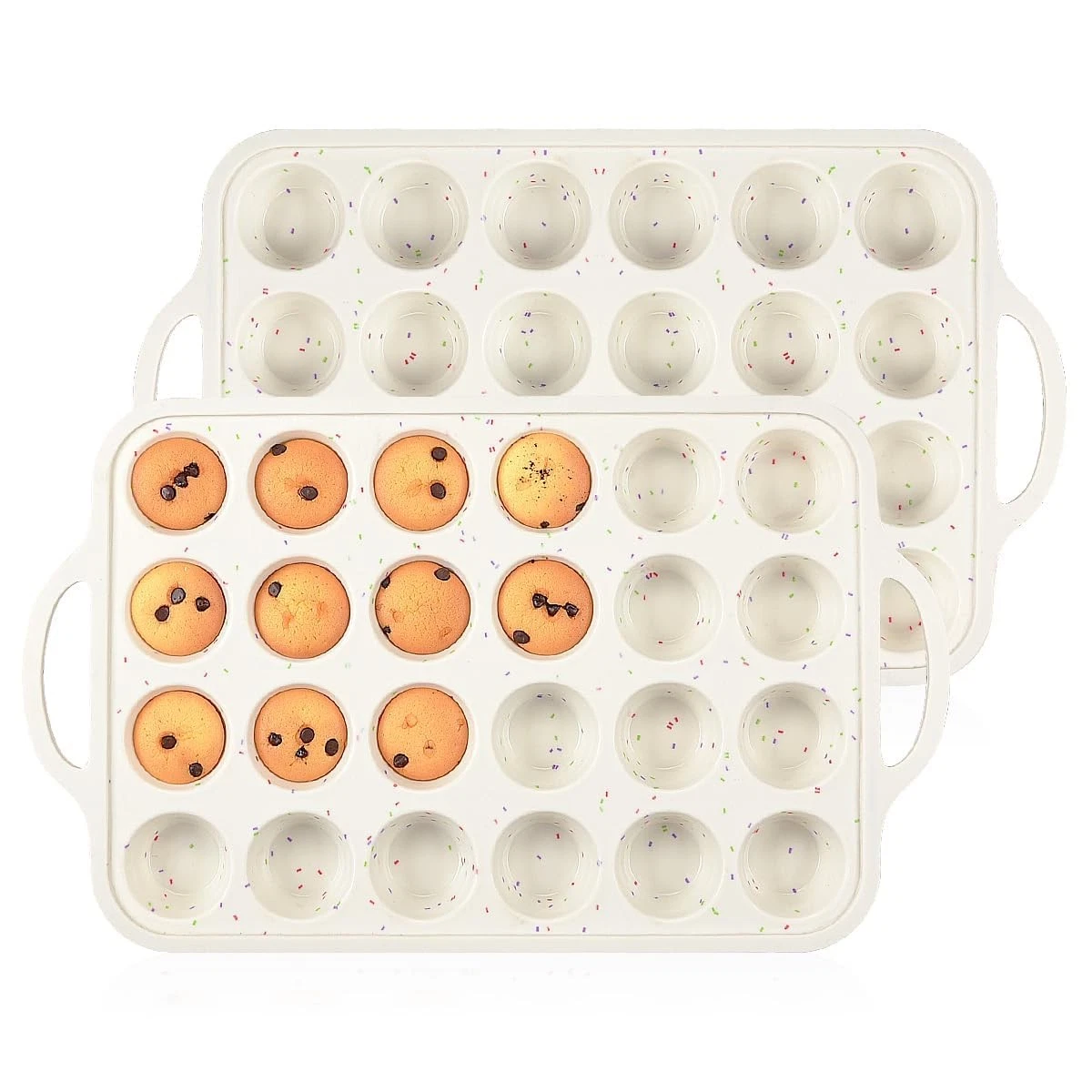 Mini Muffin Pan, Metal Reinforced Frame Mini Cupcake Pans 24 Cups Nonstick Mu...