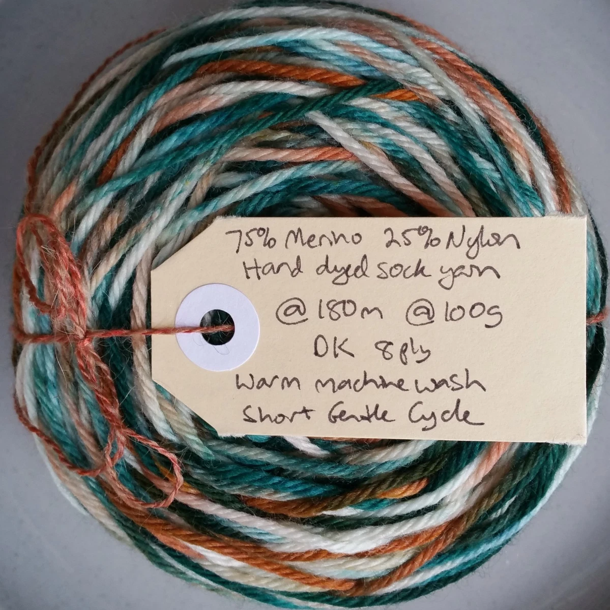 Hand Dyed Sock Yarn Variegated 75/25 Merino Wool/Nylon Approx 180m 100g 8ply