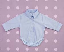 Baby Boy White/ Blue Smart Shirt Formal Bodysuit Body Shirt Long Sleeve 0-24mths