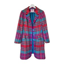 AVOCA Wool Jacket Size 4 - UK 12 14 M Rainbow Tweed Check Coat Country Ireland