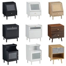 Modern Bedside Cabinet Nightstand Table Drawer LED Bedroom Storage Furniture