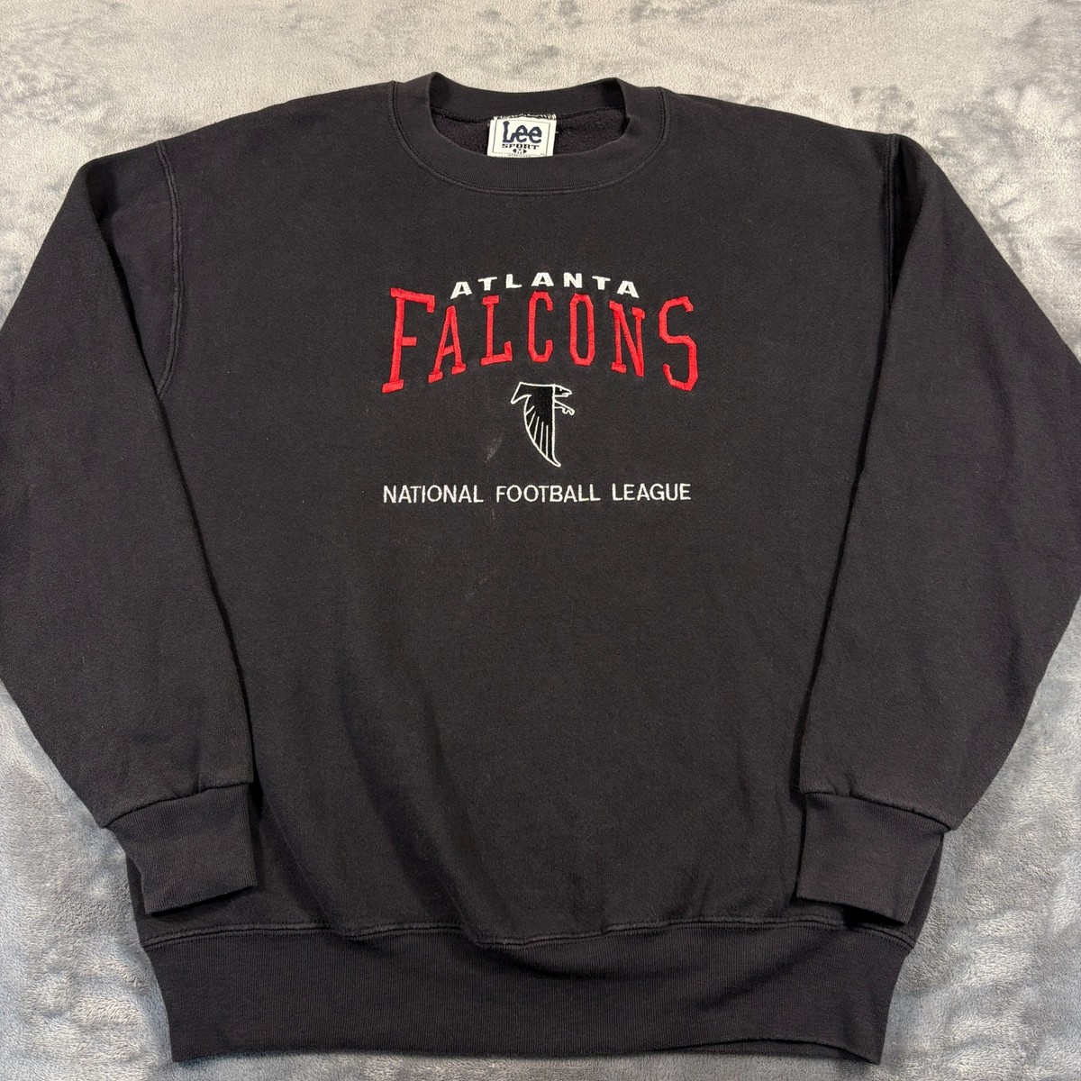 Vintage 90s Lee Sport Sweatshirt Mens Medium Black NFL Atlanta 