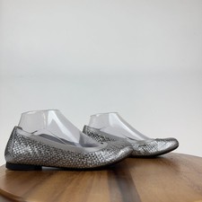 New Womens Vionic Anita Gray Leather Woven Formal Comfort Ballet Flats Size 7 M