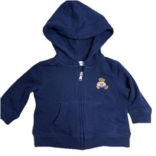 Boys Ralph Lauren Baby Navy Blue Zip Hoodie Teddy Bear Embroidered 3 Months