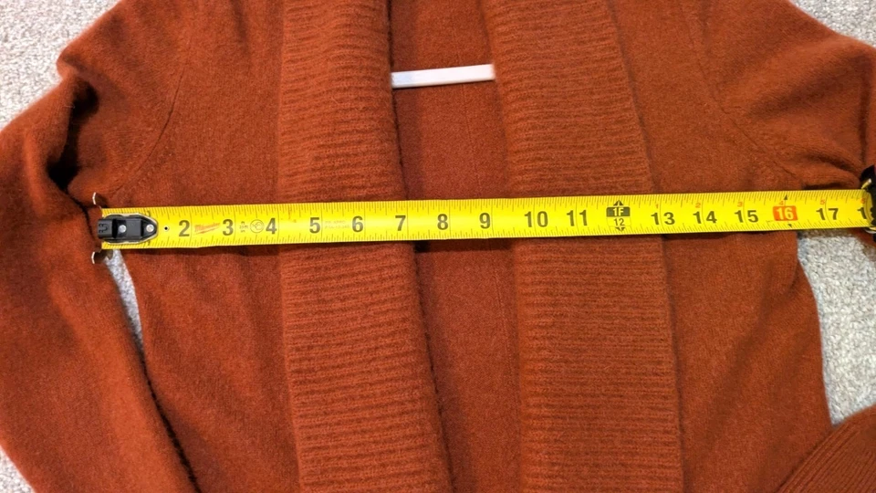 Cárdigan Banana Republic Mujer 100% Cachemira Cuello Chal Mediano Showgirl Naranja Foto 4 de 4