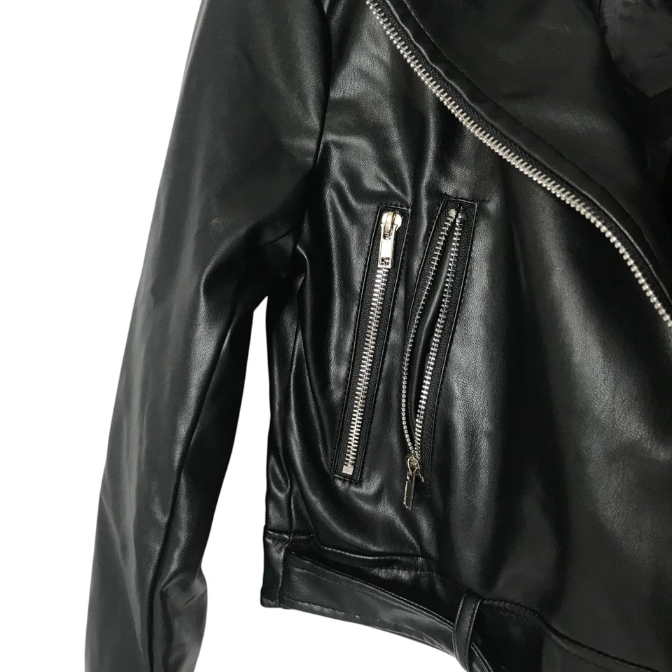 Ambiance Women's Cropped Faux Leather Moto Jacket Size S - Image 4 of 4