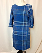 Seasalt Cornwall Newford Island Dress Blue Check 3/4 Sleeve Women's UK12 C5428