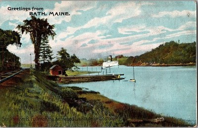 Steamboat Str Ransom B Fuller Kennebec River Bath Maine Postcard