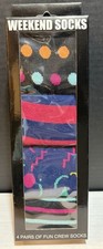 1980 s Retro Style Pattern Men s Crew Socks 4 Pairs Box Set New in Box