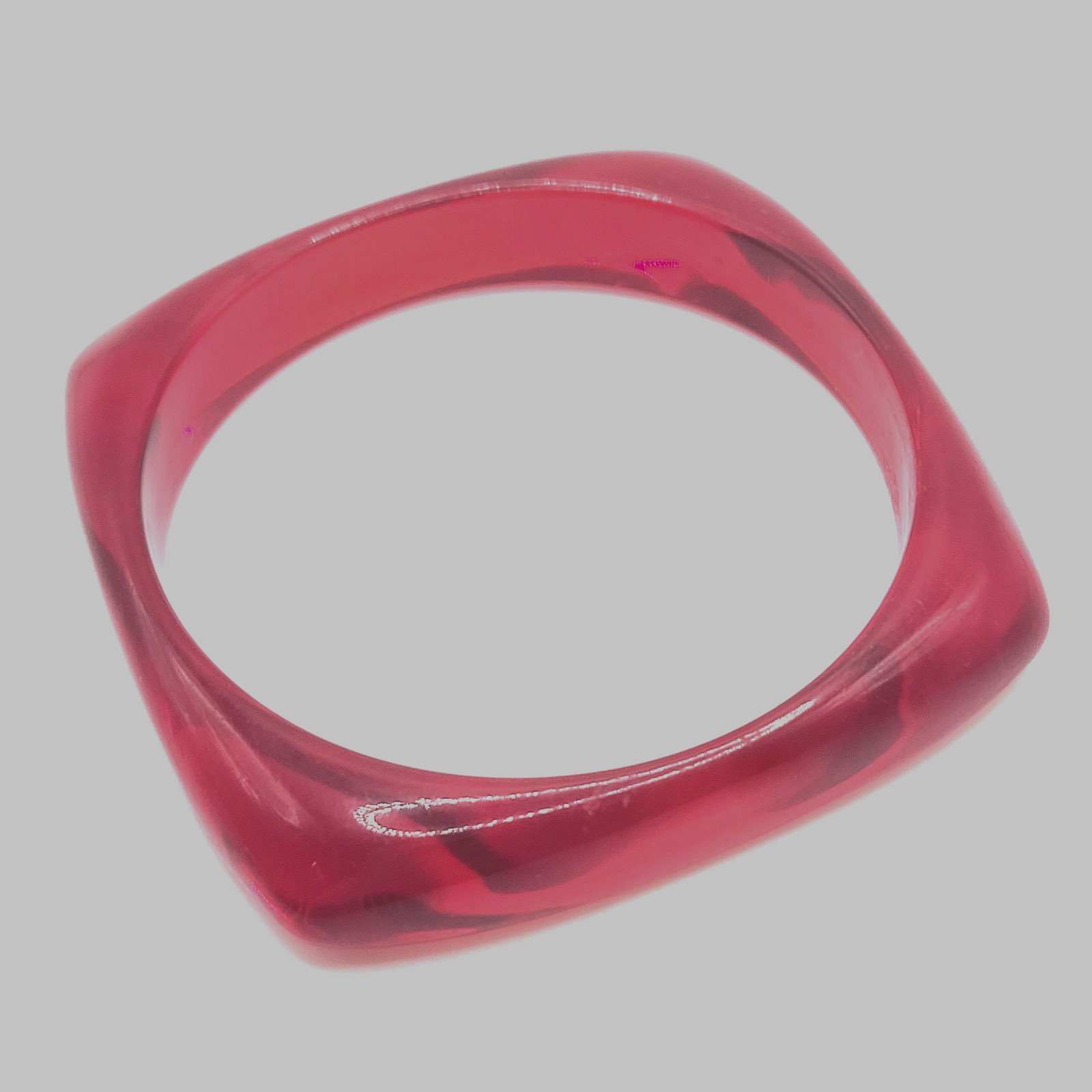 Vintage Bangle Bracelet Red Square Stack  Lucite … - image 2