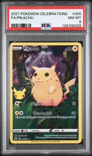 2021 POKEMON CELEBRATIONS #005 FULL ART/PIKACHU PSA 8