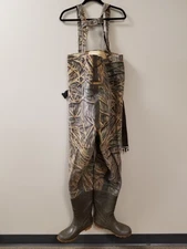 VTG Fishing Hunting Chest Waders Steel Shanks Woods Camo Size 9 w/ Storage Odor 