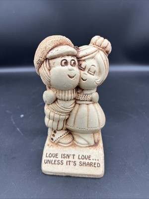Vintage Lovers Figurine Paula LOVE ISN T LOVE UNLESS IT S SHARED 1973 MCM VTG