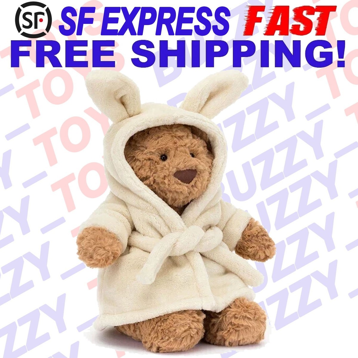 Jellycat London 11” BATHROBE BARTHOLOMEW BEAR PLUSH TOY Rare