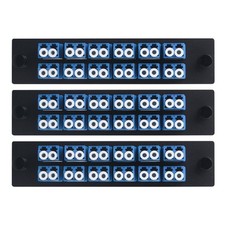 -3pcs LGX Compatible Fiber Patch Panel 12 Singlemode Blue Duplex LC Adapters ...