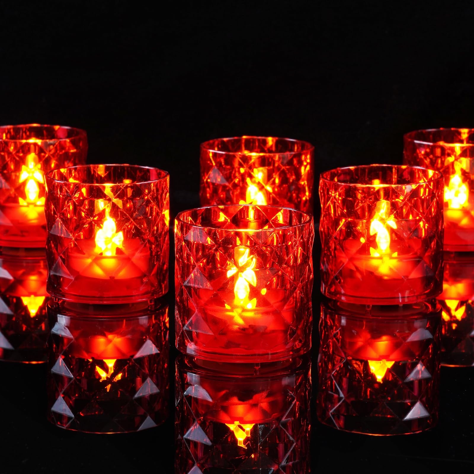 2" x 2" Acrylic Votive Candle Holders with Auto Timer Flameless Led Tealight,...
