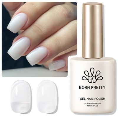 Milky White Nail Polish Jelly White Sheer Translucent Neutral Polish Soak Off...