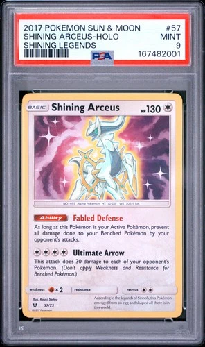 2017 POKEMON SUN & MOON SHINING LEGENDS #57 SHINING ARCEUS-HOLO PSA 9