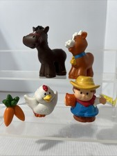Little People Farm Animals Fisher Price Lot Of 4- Horse Cow Bird Chicken Farmer