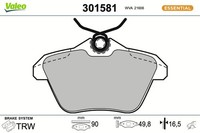 Valeo Bremsbelagsatz Scheibenbremse Essential 301581 FüR Alfa Lancia 156 166 164