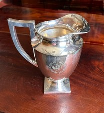 Vintage Monogrammed “CEO” Art Deco Silverplate Water Pitcher Holds 2 Qts 9.5"h